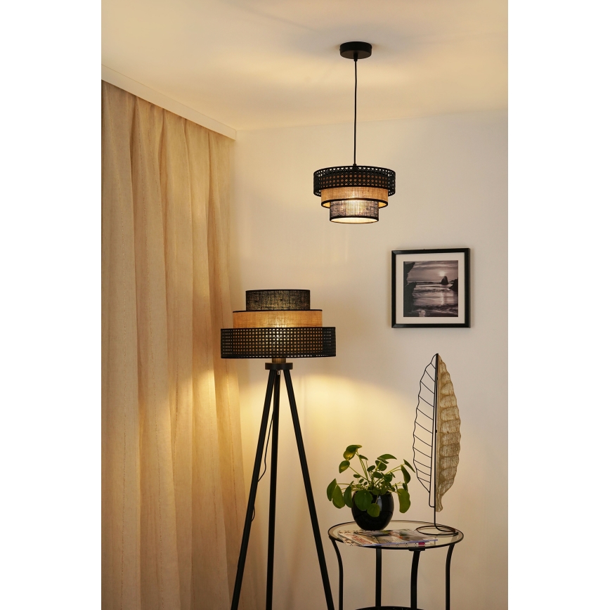 Brilagi - Lampă de podea DAKOTA LUNETA 1xE27/15W/230V negru/ratan