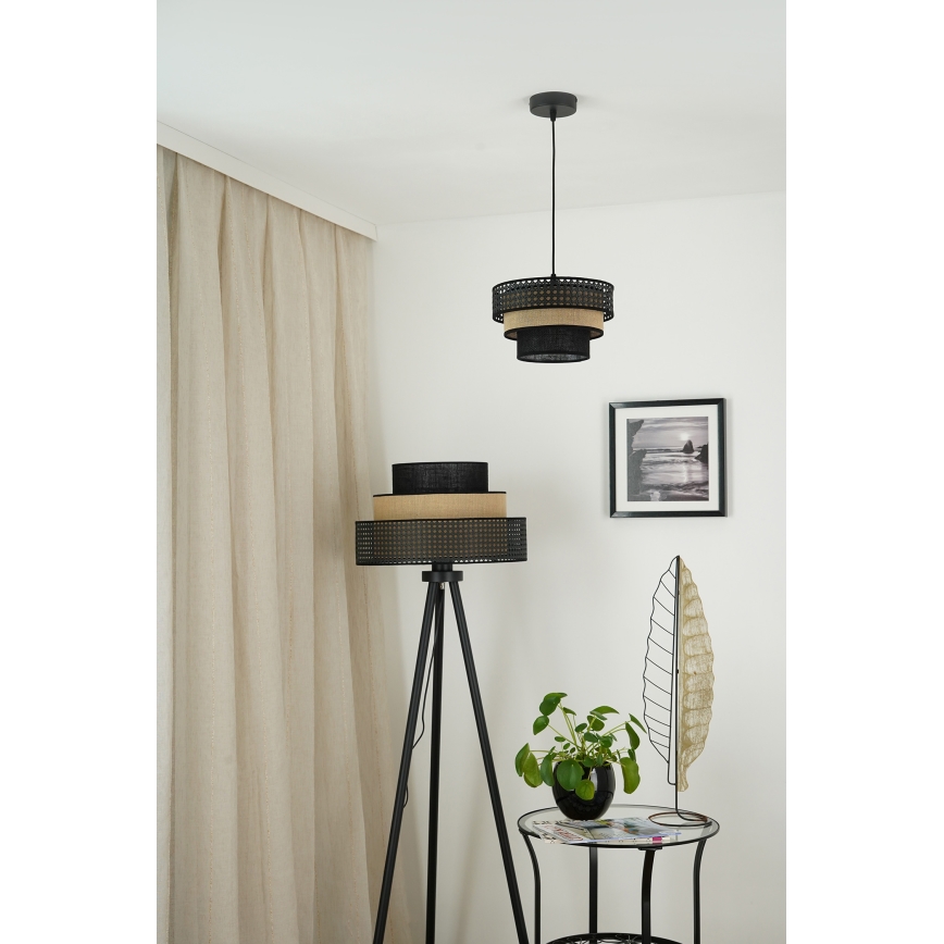 Brilagi - Lampă de podea DAKOTA LUNETA 1xE27/15W/230V negru/ratan