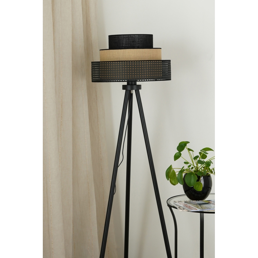 Brilagi - Lampă de podea DAKOTA LUNETA 1xE27/15W/230V negru/ratan