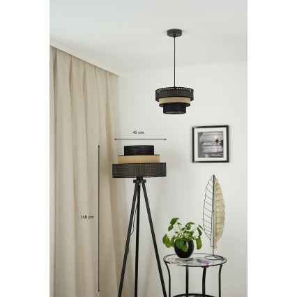 Brilagi - Lampă de podea DAKOTA LUNETA 1xE27/15W/230V negru/ratan