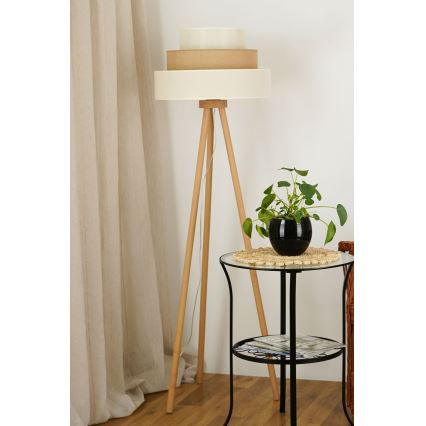 Brilagi - Lampă de podea DENVER LUNETA 1xE27/15W/230V bej/maro/crem