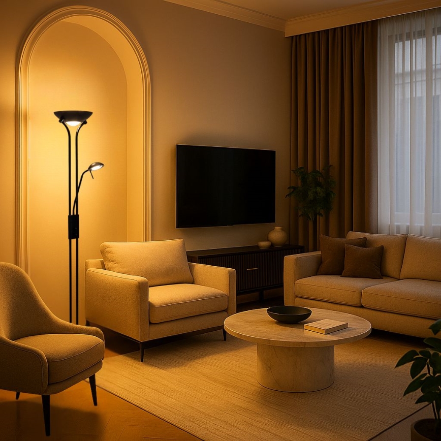 Brilagi - Lampă de podea dimabilă SCARLETT 1xR7s/230W/230V + 1xG9/40W, neagră