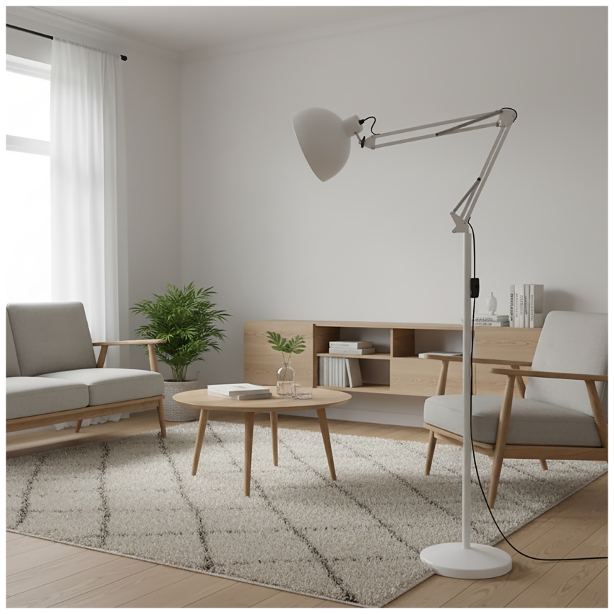 Brilagi - Lampă de podea flexibilă TASKER 1xE27/60W/230V 157 cm albă