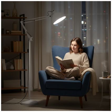 Brilagi - Lampă de podea flexibilă TASKER 1xE27/60W/230V 157 cm albă
