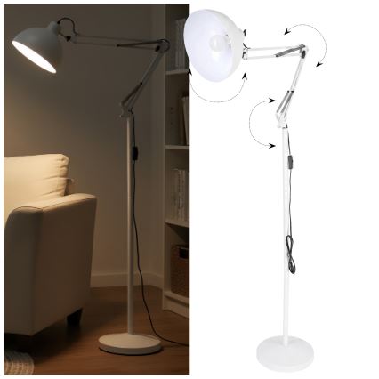 Brilagi - Lampă de podea flexibilă TASKER 1xE27/60W/230V 157 cm albă