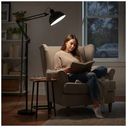 Brilagi - Lampă de podea flexibilă TASKER 1xE27/60W/230V 157 cm neagră