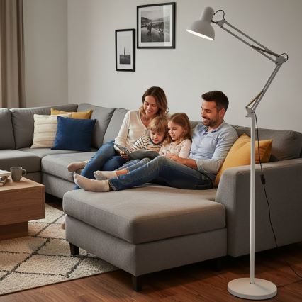 Brilagi - Lampă de podea flexibilă TASKER 1xE27/60W/230V 184 cm albă