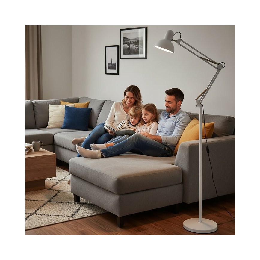 Brilagi - Lampă de podea flexibilă TASKER 1xE27/60W/230V 184 cm albă