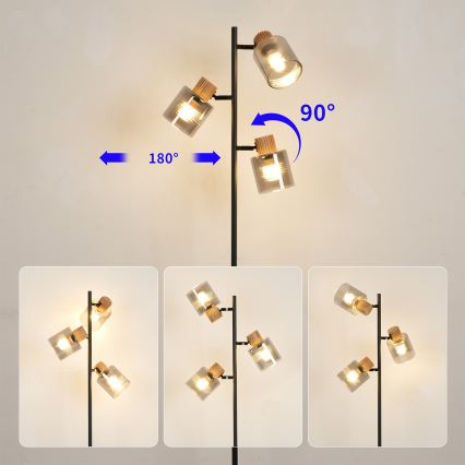 Brilagi - Lampă de podea HYGGE 3xE14/15W/230V lemn/fumuriu