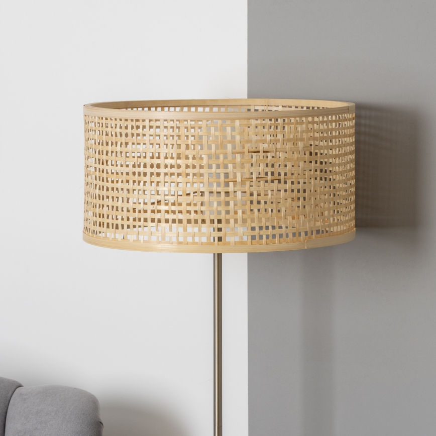 Brilagi - Lampă de podea LED CERIA 1x E27/40W/230V Ø 25 cm bambus/crom mat