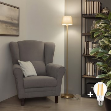 Brilagi - Lampă de podea LED CERIA 1xE27/20W/230V Ø 20,5 cm alb/auriu