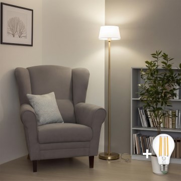 Brilagi - Lampă de podea LED CERIA 1xE27/20W/230V Ø 25 cm alb/auriu