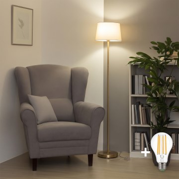 Brilagi - Lampă de podea LED CERIA 1xE27/20W/230V Ø 30 cm bej/auriu
