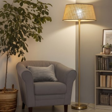 Brilagi - Lampă de podea LED CERIA 1xE27/20W/230V Ø 50 cm bej/auriu