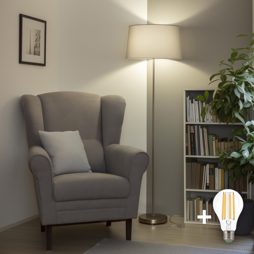 Brilagi - Lampă de podea LED CERIA 1xE27/40W/230V Ø 45 cm gri/crom mat