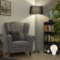 Brilagi - Lampă de podea LED CERIA 1xE27/40W/230V Ø 45 cm negru/crom mat