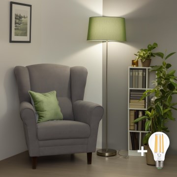 Brilagi - Lampă de podea LED CERIA 1xE27/40W/230V Ø 45 cm verde/crom mat