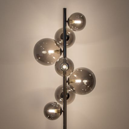 Brilagi - Lampă de podea LED MILLA 7xG9/3W/230V crom negru/fumuriu