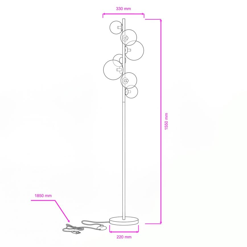 Brilagi - Lampă de podea LED MILLA 7xG9/3W/230V crom negru/fumuriu