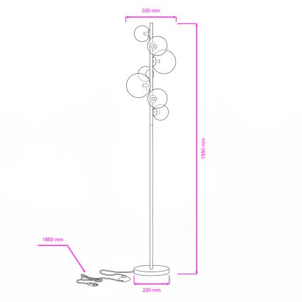Brilagi - Lampă de podea LED MILLA, 7xG9, 3W, 230V, negru cromat/auriu