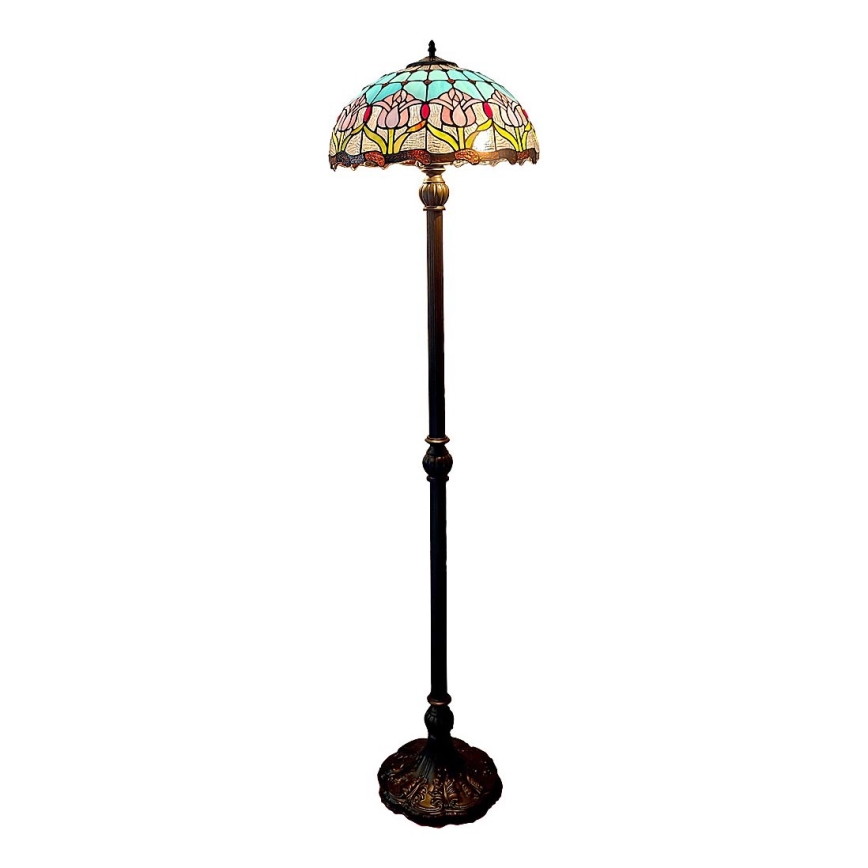 Brilagi - Lampă de podea Tiffany cu vitralii LORAS 2xE27/60W/230V