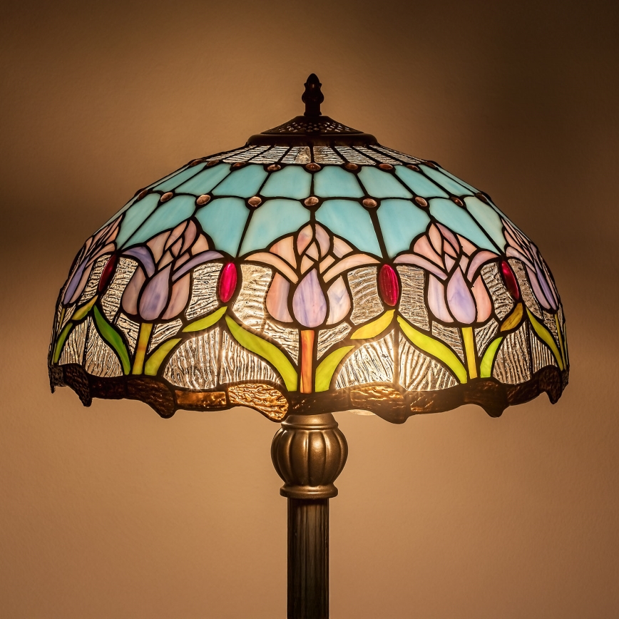 Brilagi - Lampă de podea Tiffany cu vitralii LORAS 2xE27/60W/230V