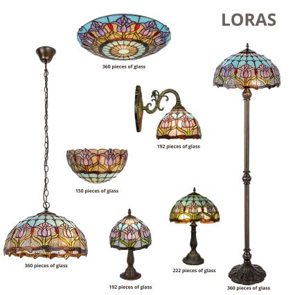 Brilagi - Lampă de podea Tiffany cu vitralii LORAS 2xE27/60W/230V