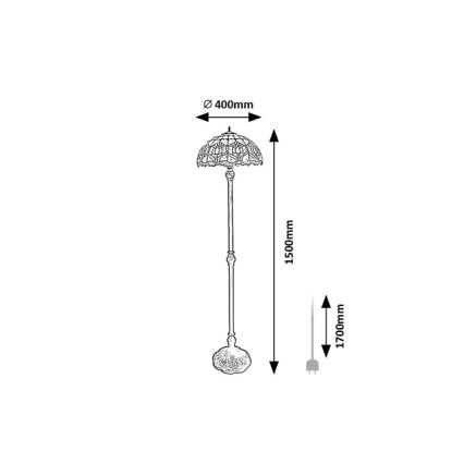 Brilagi - Lampă de podea Tiffany cu vitralii LORAS 2xE27/60W/230V