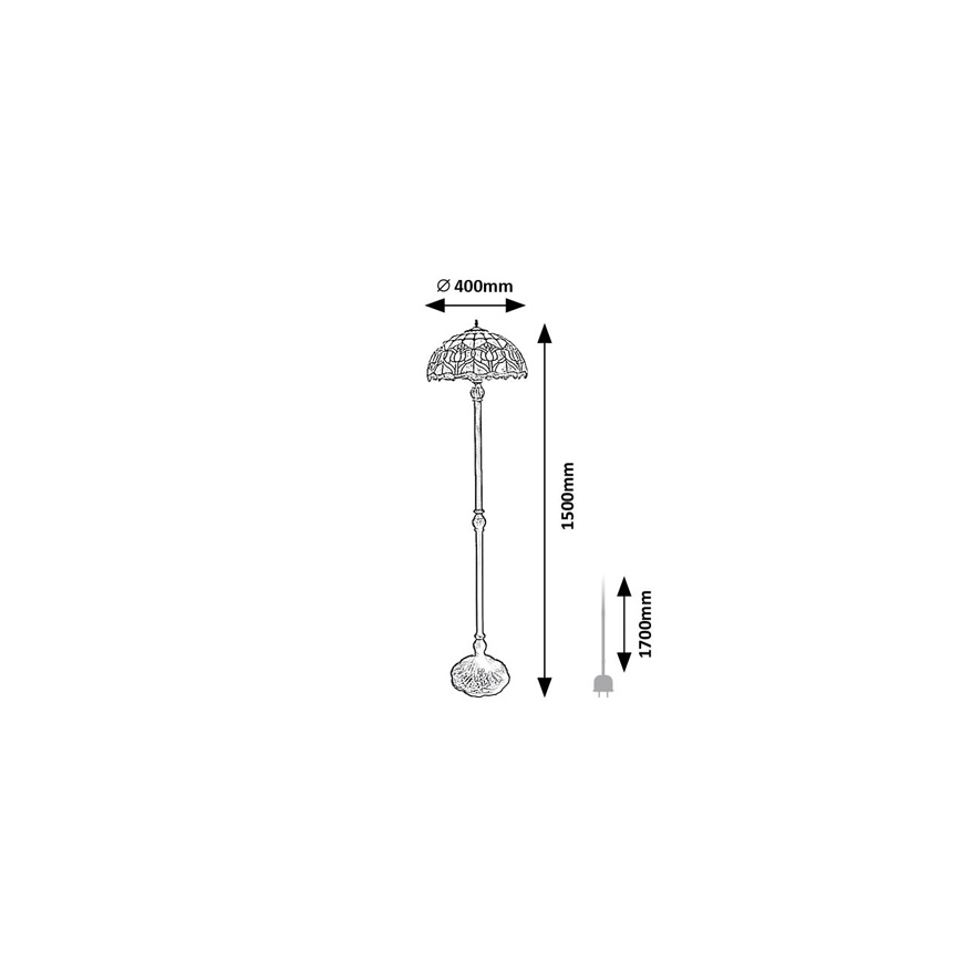 Brilagi - Lampă de podea Tiffany cu vitralii LORAS 2xE27/60W/230V