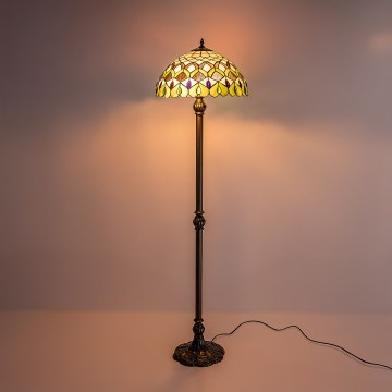 Brilagi - Lampă de podea Tiffany cu vitralii MARGARET 2xE27/60W/230V