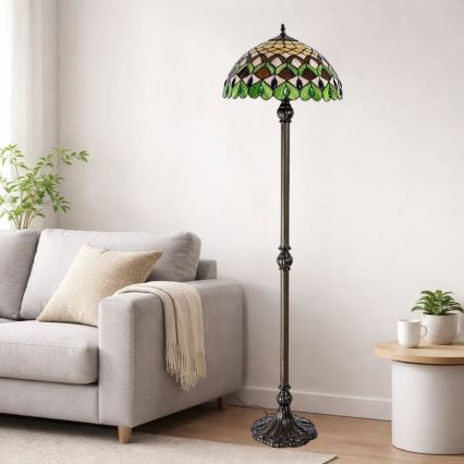 Brilagi - Lampă de podea Tiffany cu vitralii MARGARET 2xE27/60W/230V