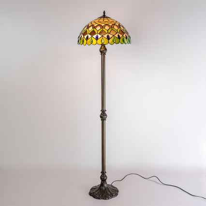 Brilagi - Lampă de podea Tiffany cu vitralii MARGARET 2xE27/60W/230V