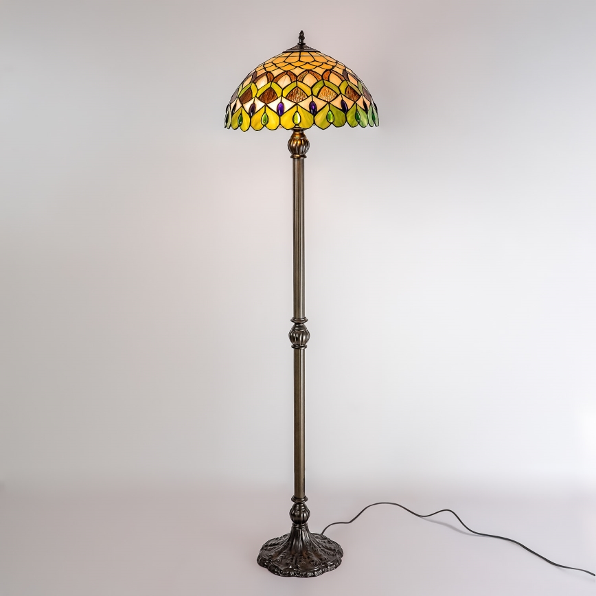 Brilagi - Lampă de podea Tiffany cu vitralii MARGARET 2xE27/60W/230V