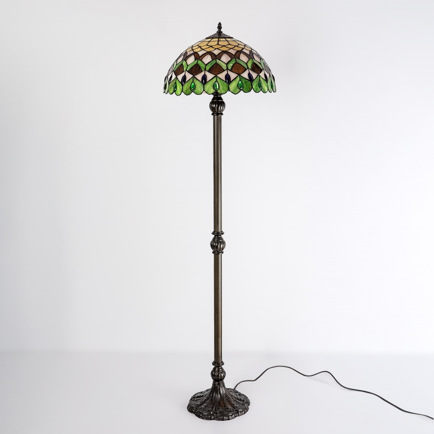 Brilagi - Lampă de podea Tiffany cu vitralii MARGARET 2xE27/60W/230V