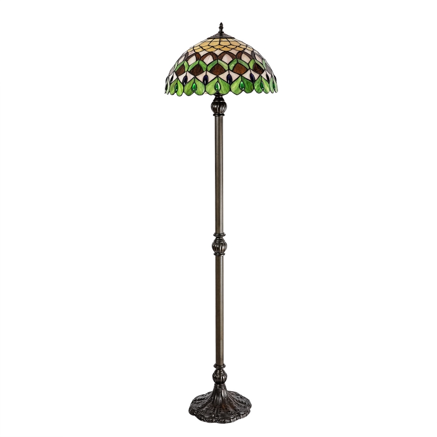 Brilagi - Lampă de podea Tiffany cu vitralii MARGARET 2xE27/60W/230V