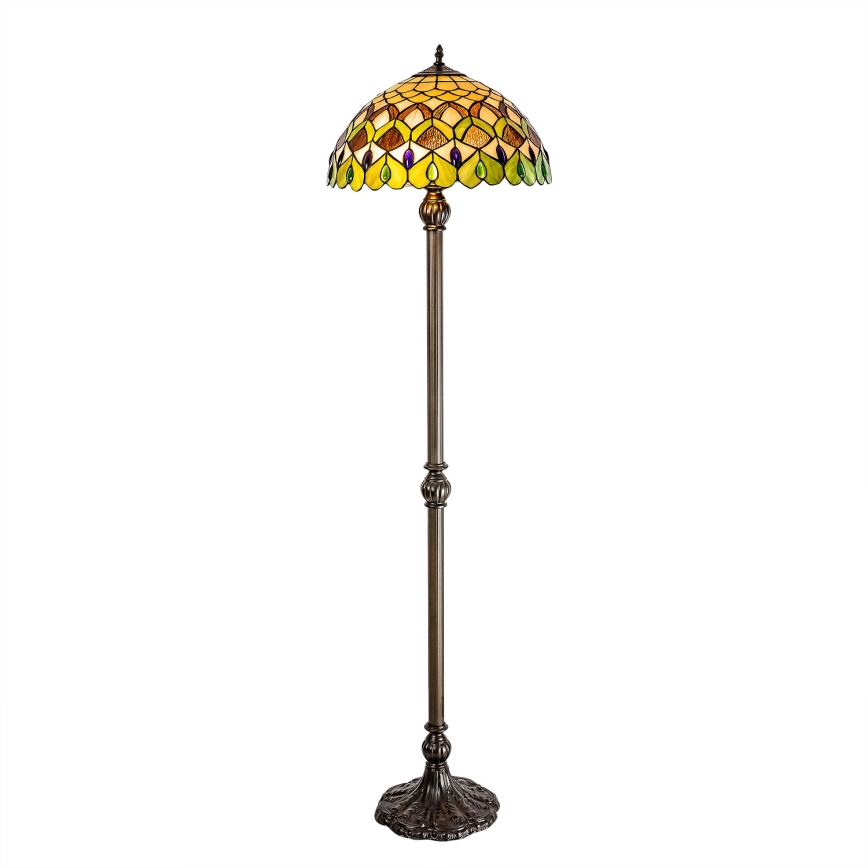 Brilagi - Lampă de podea Tiffany cu vitralii MARGARET 2xE27/60W/230V