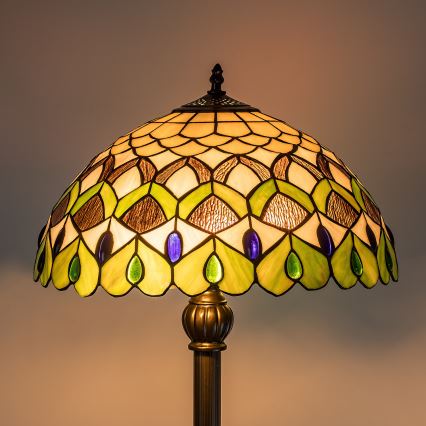 Brilagi - Lampă de podea Tiffany cu vitralii MARGARET 2xE27/60W/230V