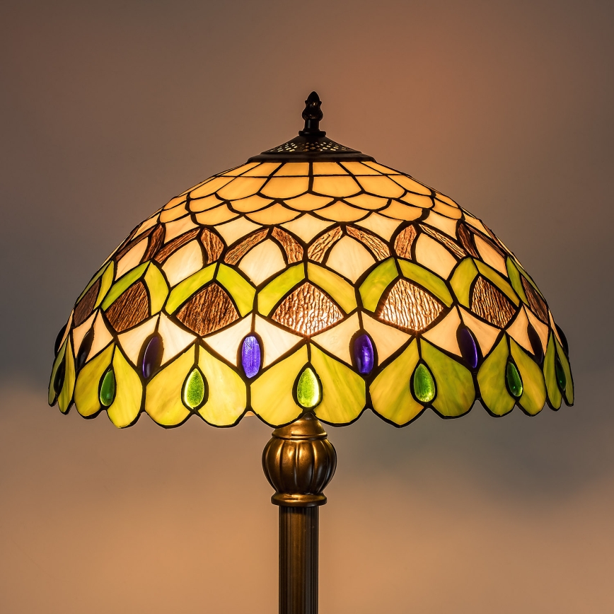 Brilagi - Lampă de podea Tiffany cu vitralii MARGARET 2xE27/60W/230V