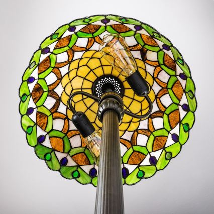 Brilagi - Lampă de podea Tiffany cu vitralii MARGARET 2xE27/60W/230V