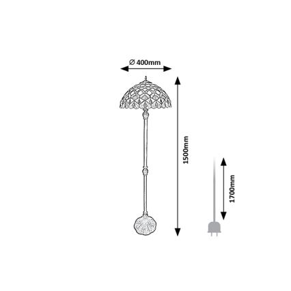 Brilagi - Lampă de podea Tiffany cu vitralii MARGARET 2xE27/60W/230V