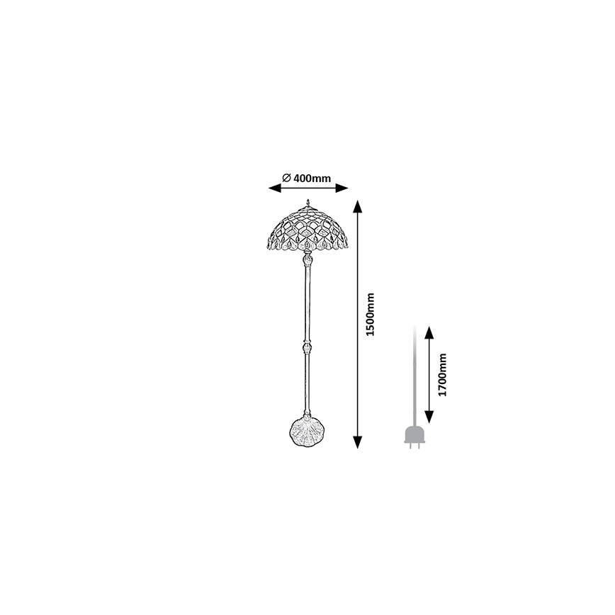 Brilagi - Lampă de podea Tiffany cu vitralii MARGARET 2xE27/60W/230V