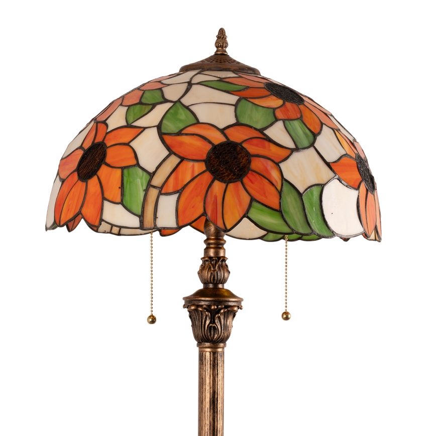 Brilagi - Lampă de podea Tiffany cu vitralii SUNFLOWER 2xE27/60W/230V