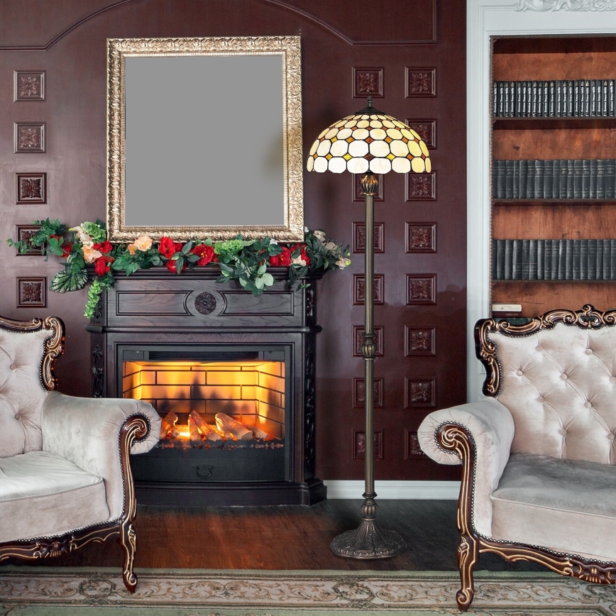 Brilagi - Lampă de podea Tiffany din vitralii DORAN 2xE27/60W/230V