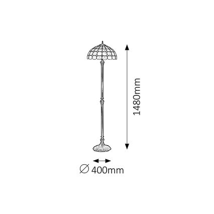 Brilagi - Lampă de podea Tiffany din vitralii DORAN 2xE27/60W/230V