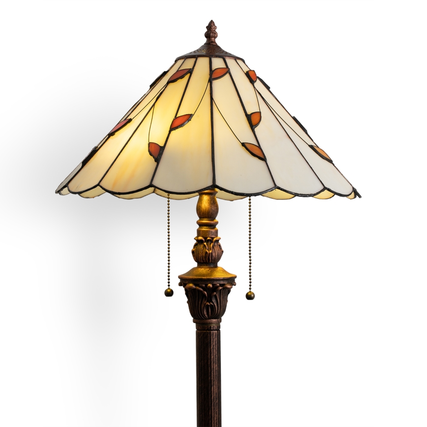Brilagi - Lampă de podea Tiffany FOLIA, cu vitralii, 2xE27/60W/230V