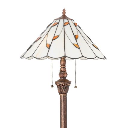 Brilagi - Lampă de podea Tiffany FOLIA, cu vitralii, 2xE27/60W/230V