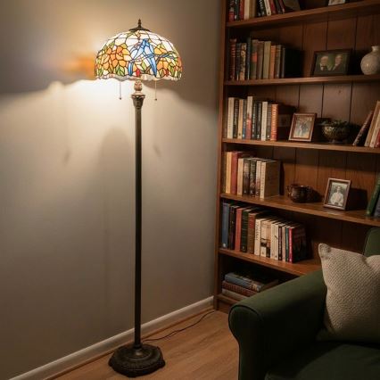 Brilagi - Lampă de podea Tiffany JUNGLE din vitralii 2xE27/60W/230V