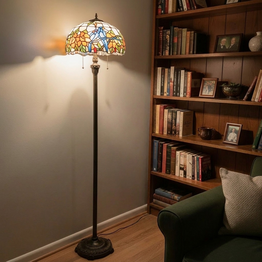 Brilagi - Lampă de podea Tiffany JUNGLE din vitralii 2xE27/60W/230V