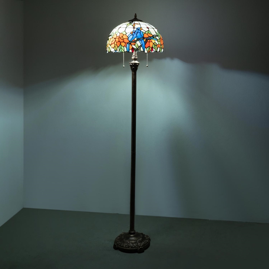 Brilagi - Lampă de podea Tiffany JUNGLE din vitralii 2xE27/60W/230V