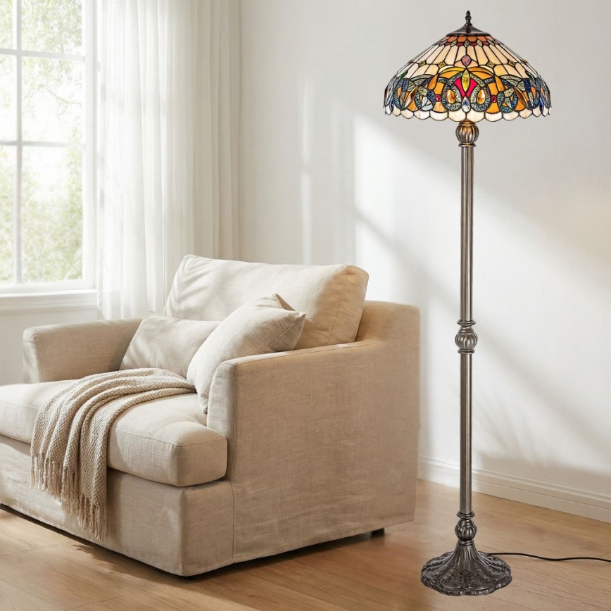 Brilagi - Lampă de podea Tiffany LUISA 2xE27/60W/230V